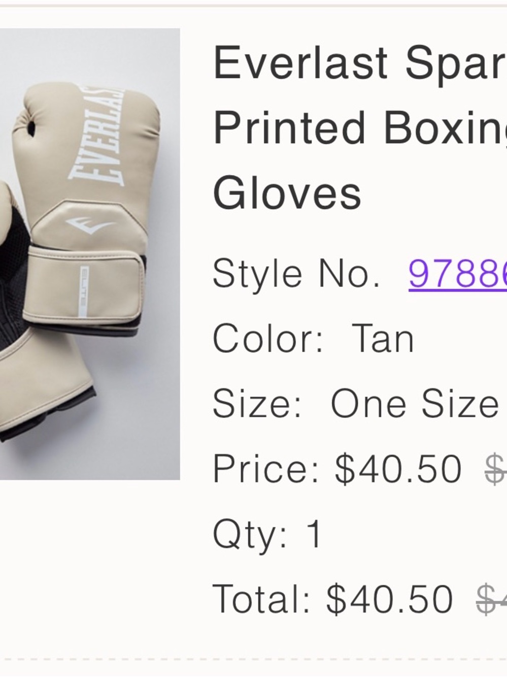 Everlast Tan Sparring Boxing Gloves with Wrist Strap